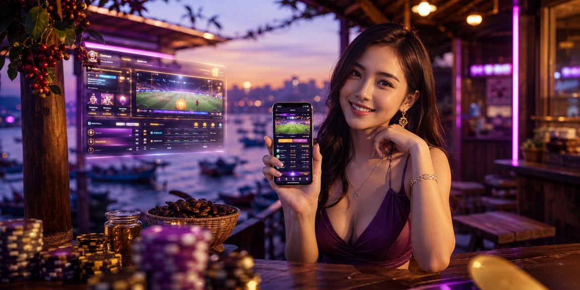Người dùng tại Mũi Né kiểm tra casino mobile trong quán cà phê