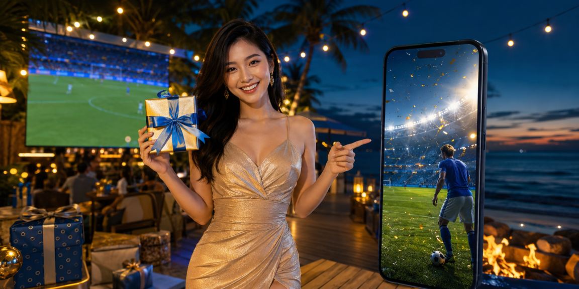 Người dùng tại Phú Quốc theo dõi bóng đá trên điện thoại gần bãi biển